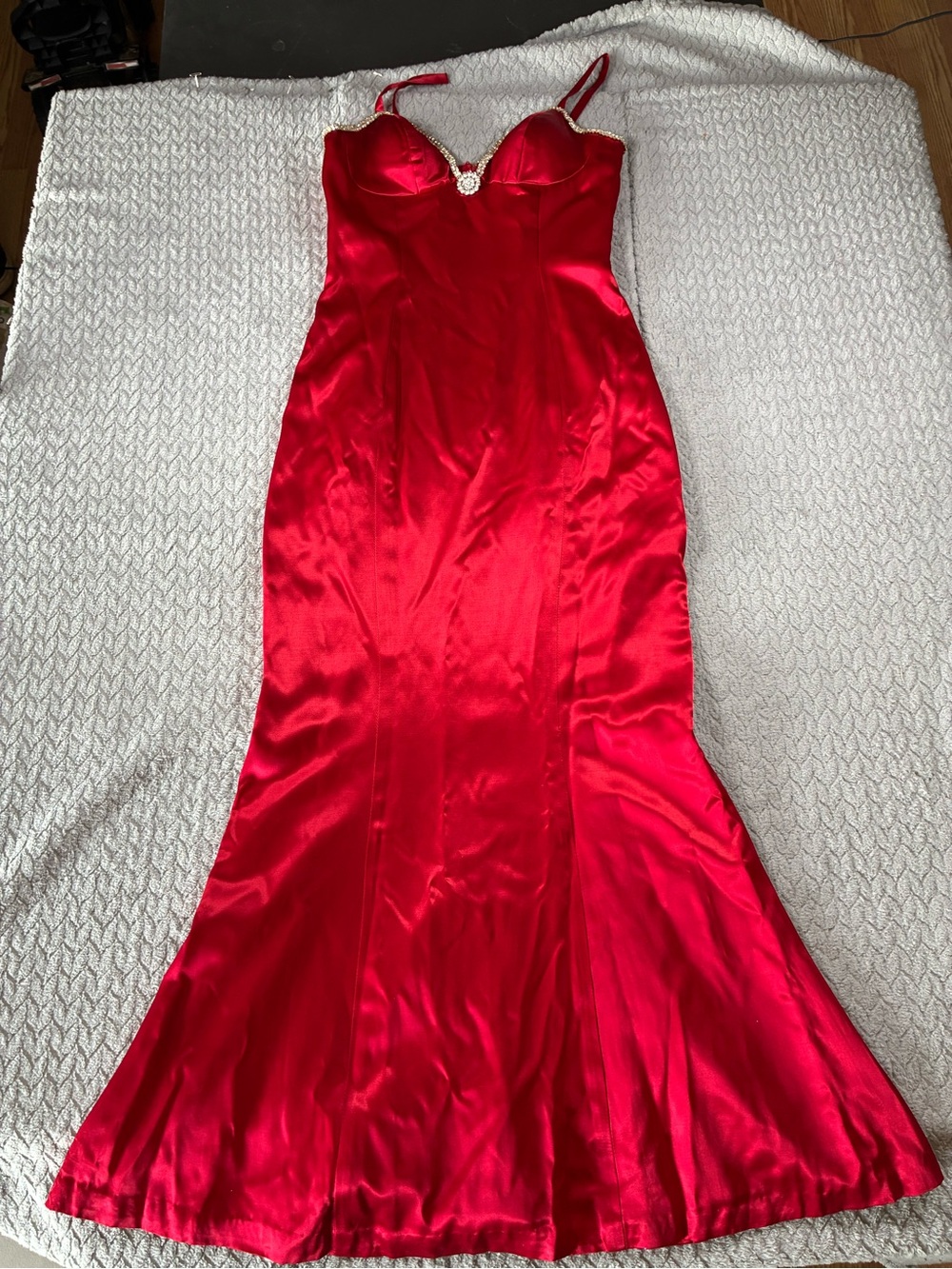 Vintage Alyce Designs Mermaid Dress Red Satin Size 8 Prom Homecoming Hoco